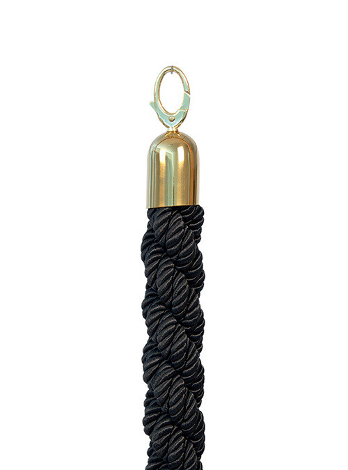 ex Rental Classic Twisted Barrier Rope  Black with Gold Ends  150 cm