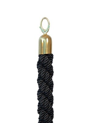 Classic Twisted Barrier Rope Black with Gold Ends 150 cm