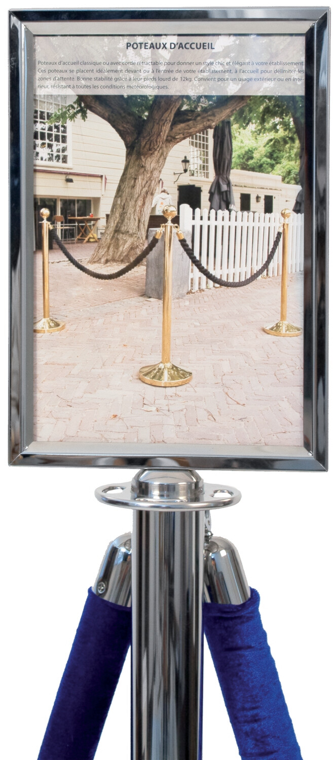 Sign Holder A4 for Classic Chrome Barrier Post Stanchion