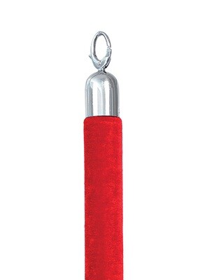 Classic Velvet Barrier Rope Red with Chrome Ends 150 cm