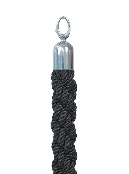Classic Twisted Barrier Rope Black with Chrome Ends 150 cm