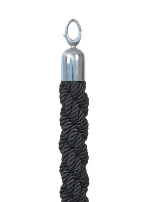 Classic Twisted Barrier Rope Black with Chrome Ends 150 cm