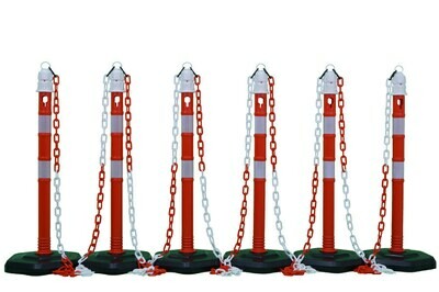 Plastic Post and Chain Set - Red and White