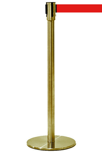 Gold Retractable Barrier Post Gold with1.7m Metre Red Belt