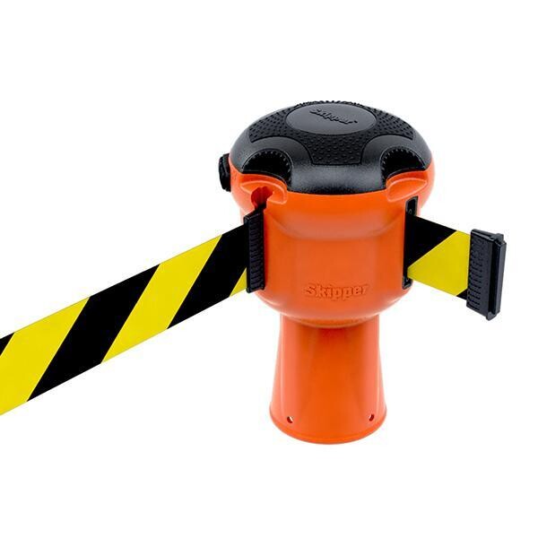 SkipperTM 9m Retractable Tape Barrier for Traffic Cone and Skipper Post Black and Yellow Belt Belt