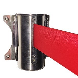Wall Mounted Retractable Barrier Red Belt - Chrome