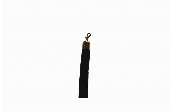 Classic Velvet Barrier Rope  Black with Gold Ends  200 cm