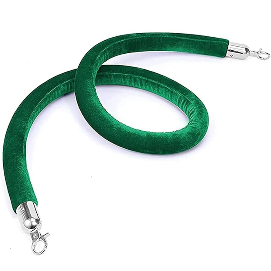 Classic Velvet Barrier Rope  Green with Chrome Ends  200 cm