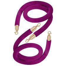 Classic Velvet Barrier Rope  Purple with Gold Ends  200 cm