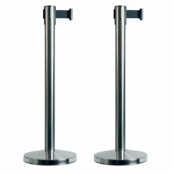 Budget Retractable Stainless Post with Black Belt - Pair