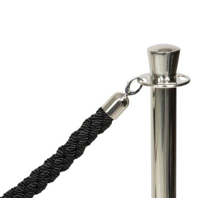 Classic Twisted Barrier Rope Black with Chrome Ends 150 cm