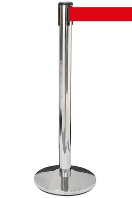 3 Metre Chrome Retractable Barrier with Red Belt