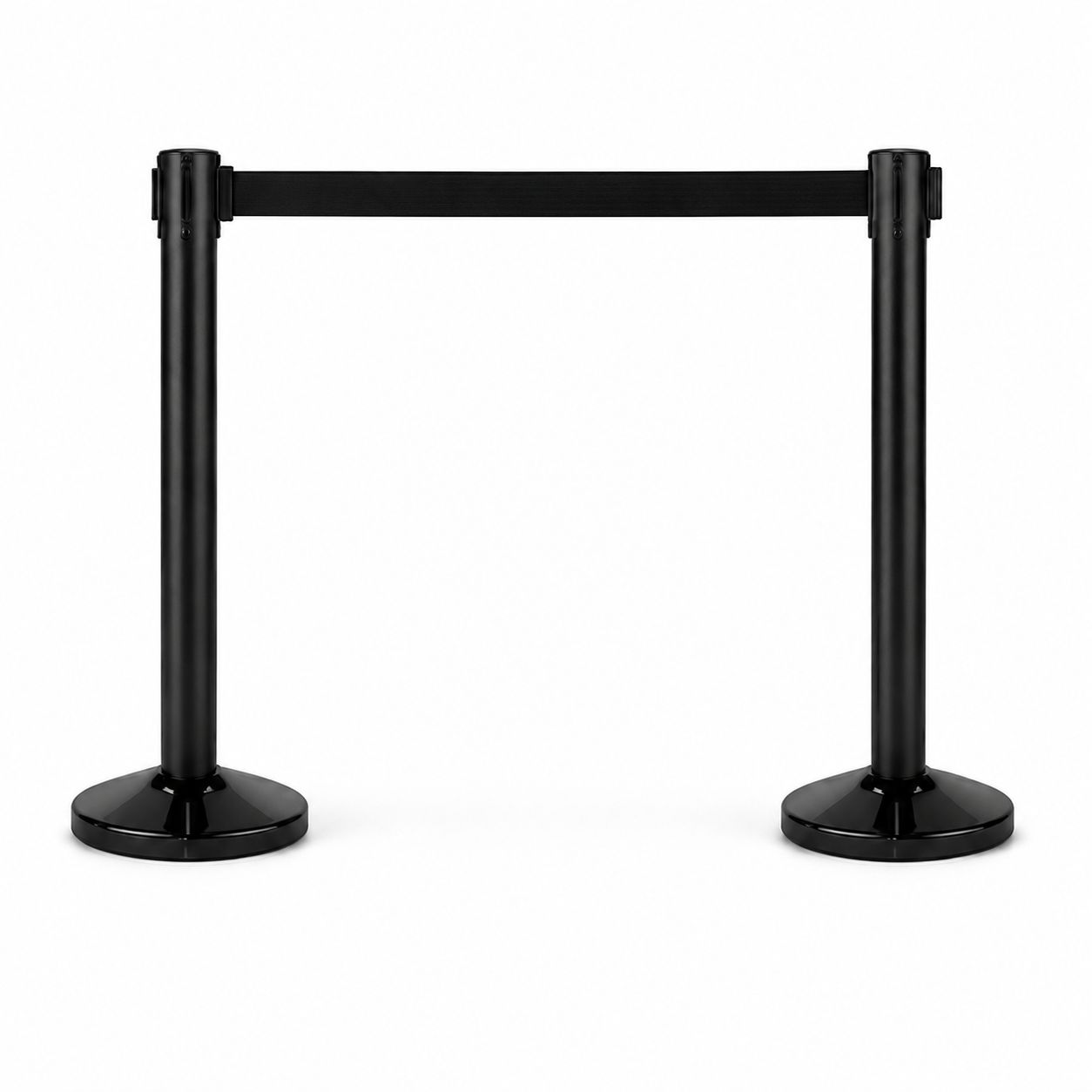Black Retractable Queue Barrier – 3m Belt  | queue essentials, Belt Colour: Black Belt