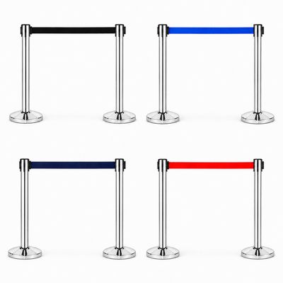 Queue Essentials chrome retractable queue barrier with 3 metre belt
