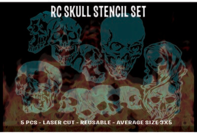 taglio laser AEROGRAFO Stencil per RC Corpo Ultimate Fiamma Set riutilizzabile 6 pezzi 