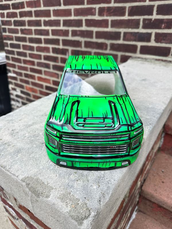 ARRMA KRATON 6S CHEVY SILVERADO 2500 HD TRUCK CARTOON GREEN