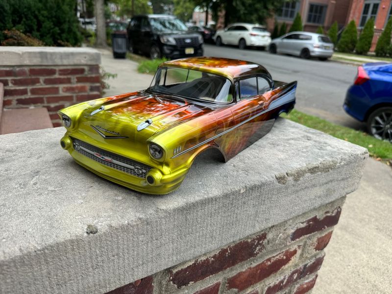 1957 CHEVY BEL AIR, CANDY FLAMES, LMT, 1/8 MT, CRAWLER