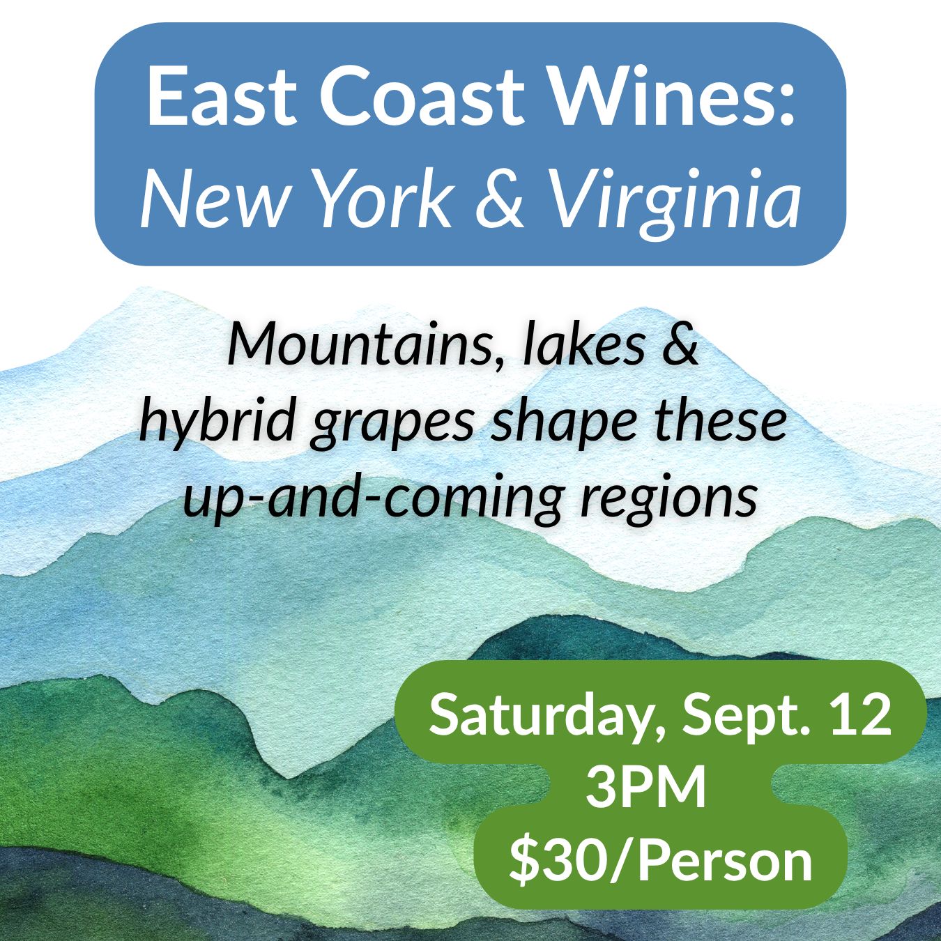 Sept 12 East Coast Wine Tasting