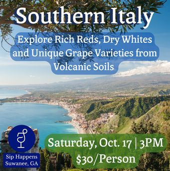 October 17 Southern Italy Wine Tasting