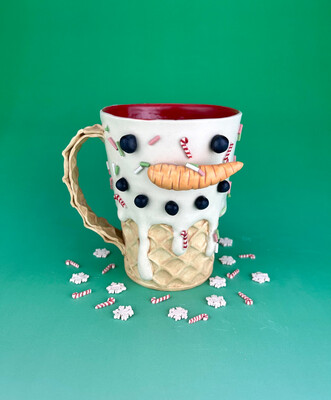 Snowman Ice Cream Mug - Candy Cane Sprinkles