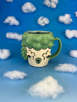Heart Handled Green 2-Faced Poodle Mug