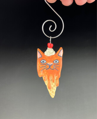 Orange Kitty Ice Cream Ornament