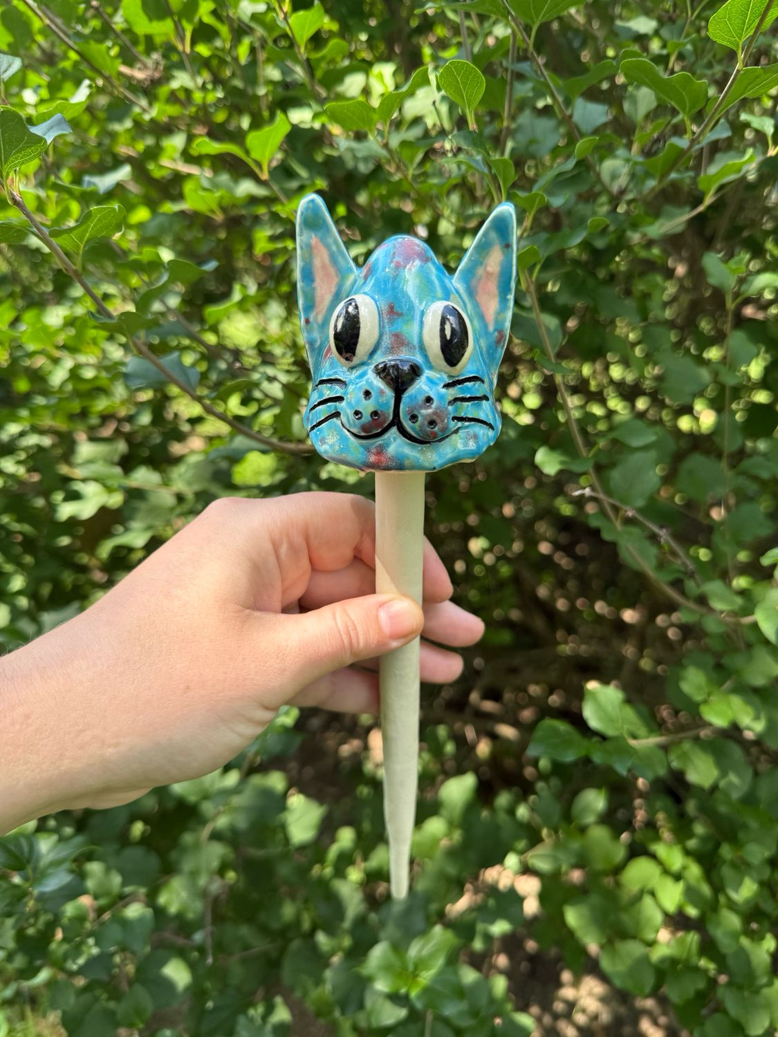 Blue Speckle Cat Garden Shroom (Epoxied)