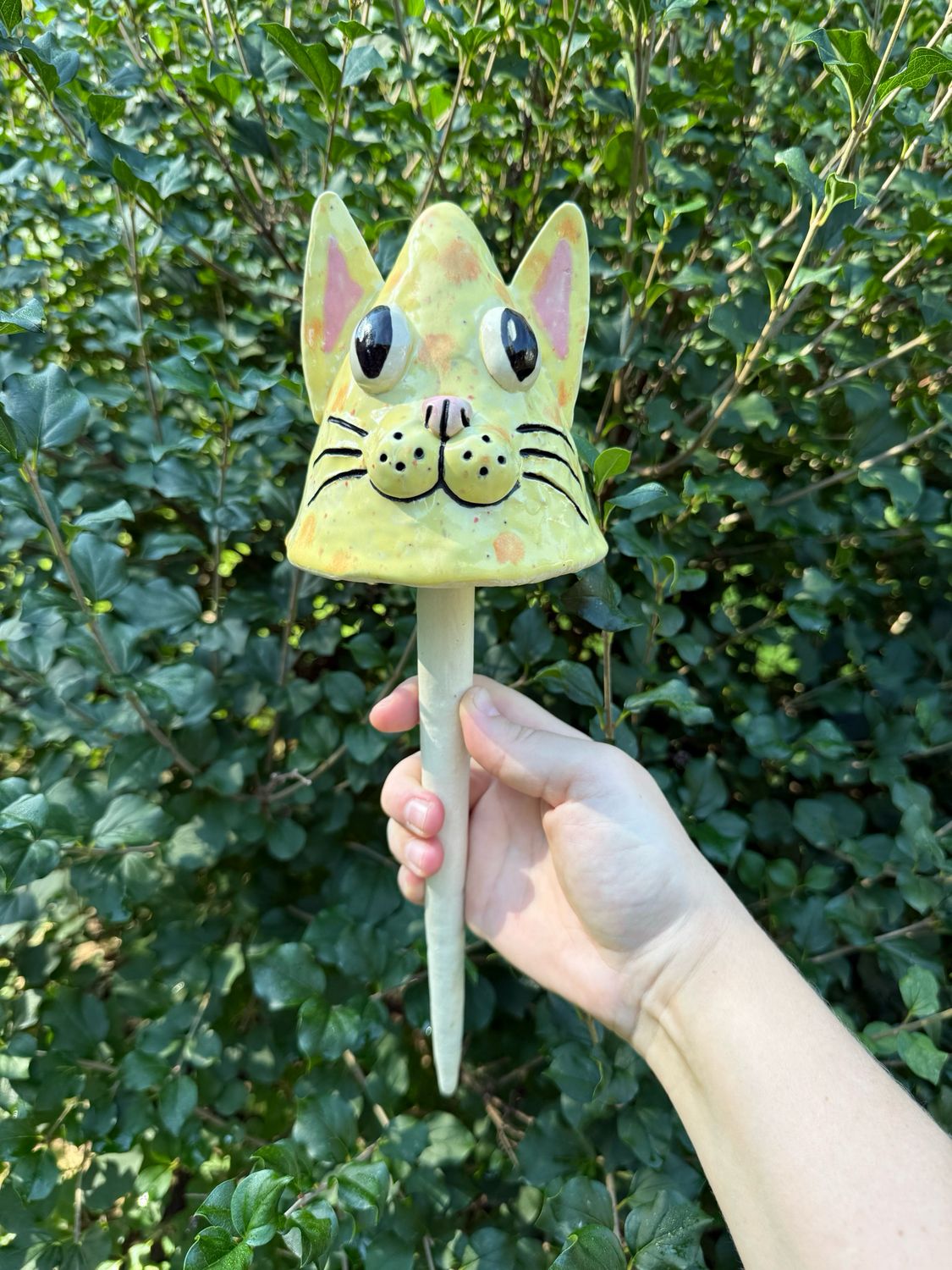 Yellow/Orange Speckle Cat Garden Shroom (Large Dangley)