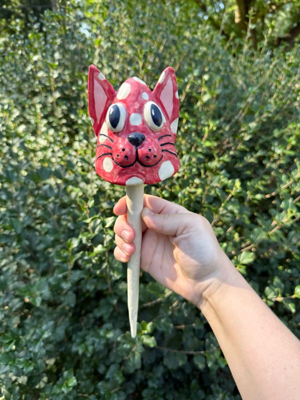 Red Polka Dot Cat Garden Shroom (Dangley)