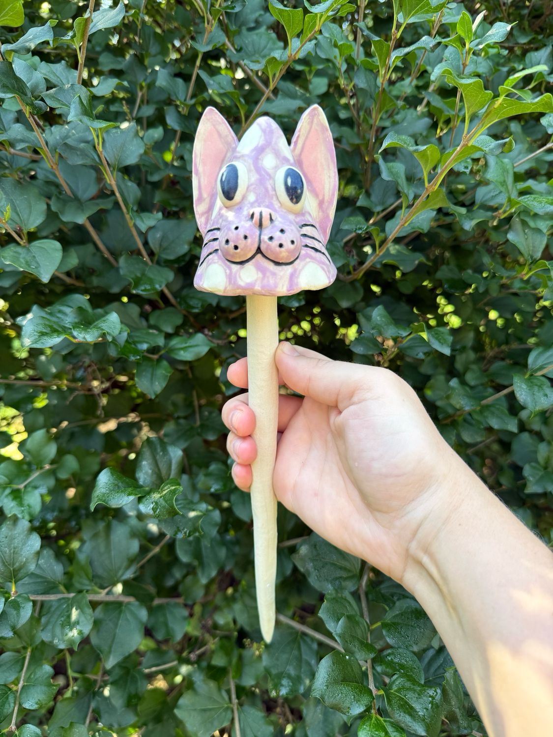 Purple Polka Dot Cat Garden Shroom (Dangley)