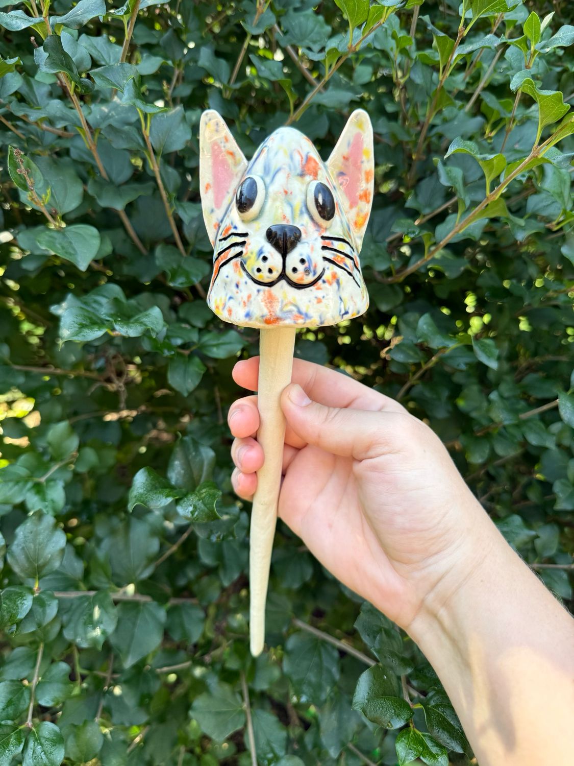 Rainbow Speckle Cat Garden Shroom (Small Dangley)