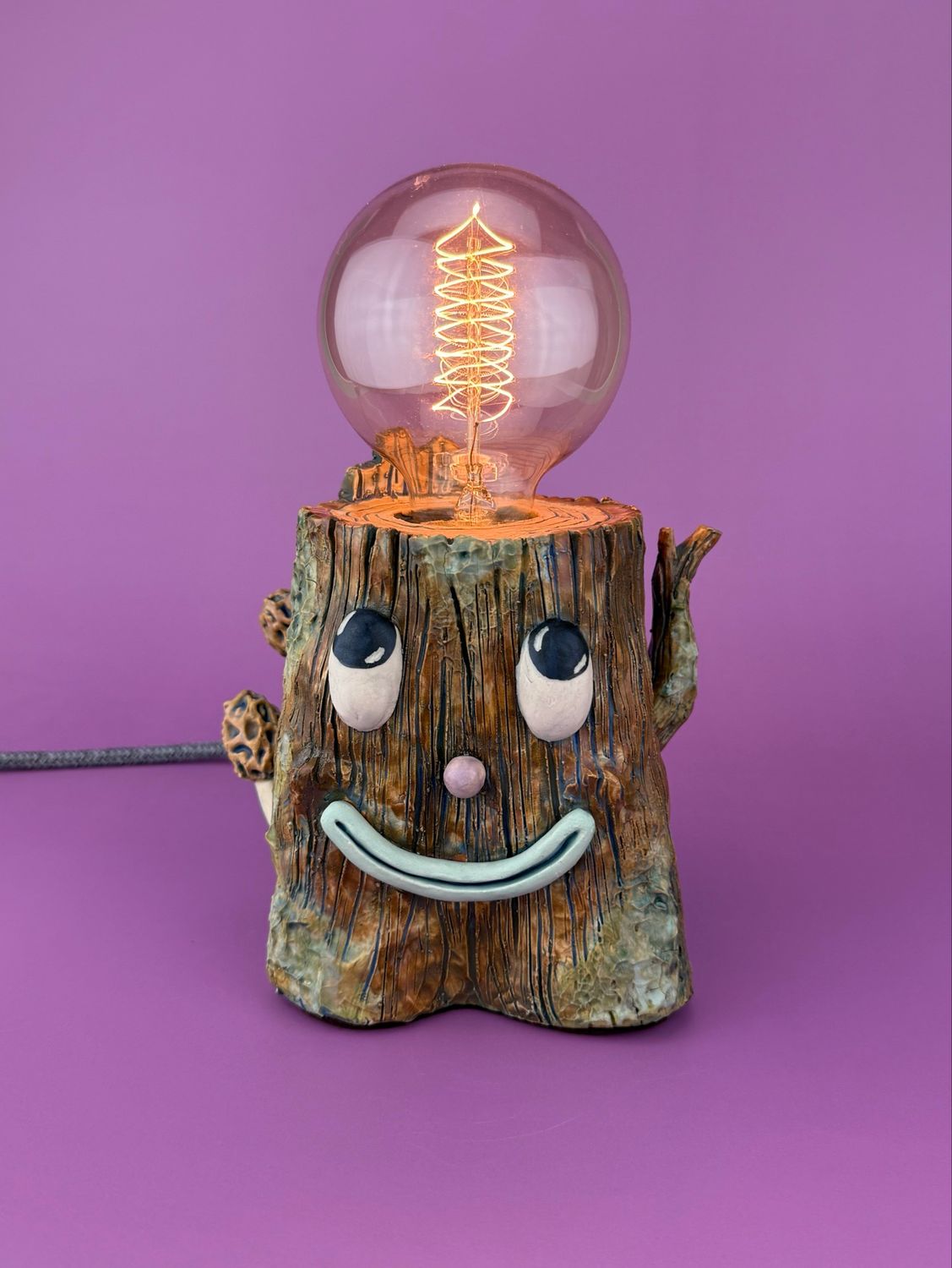 Stump Lamp With Morels