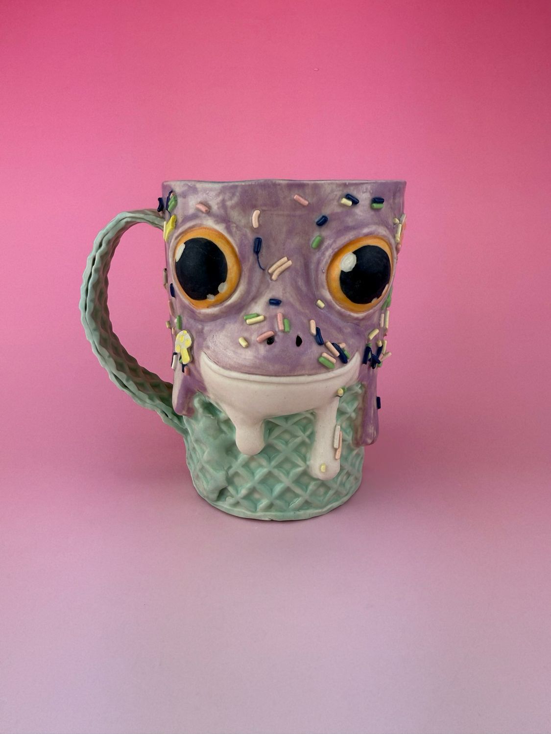 Pastel Purple/Teal Frog Ice Cream Mug