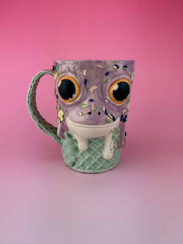 Pastel Purple/Teal Frog Ice Cream Mug