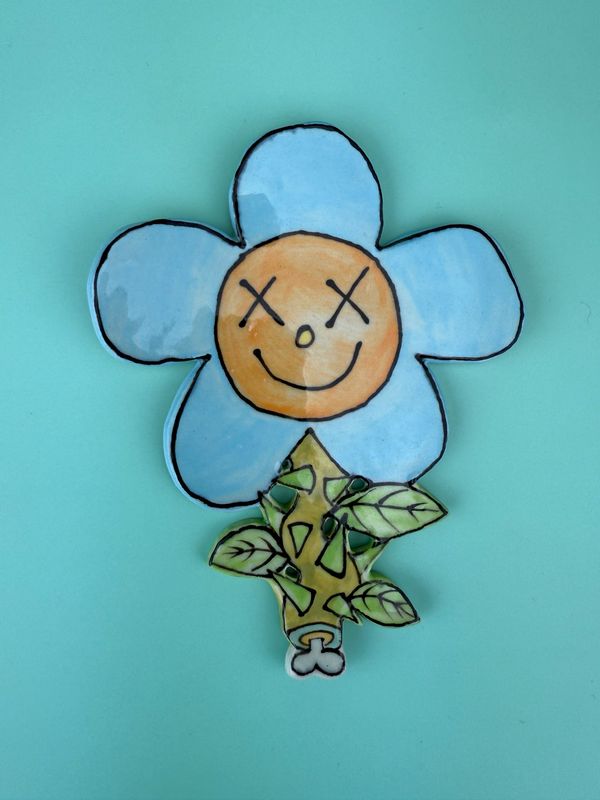 Flower Trinket Tray/Wall Piece - Blue