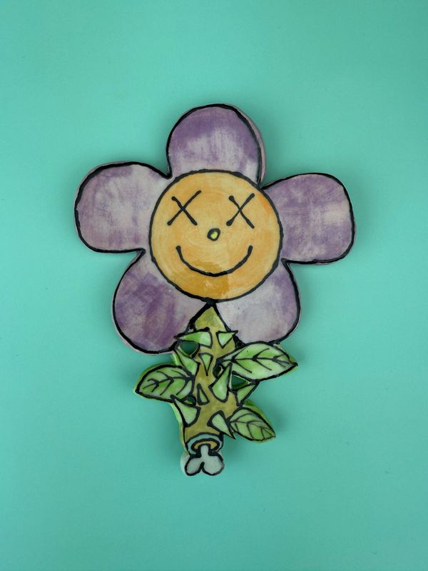 Flower Trinket Tray/Wall Piece - Purple