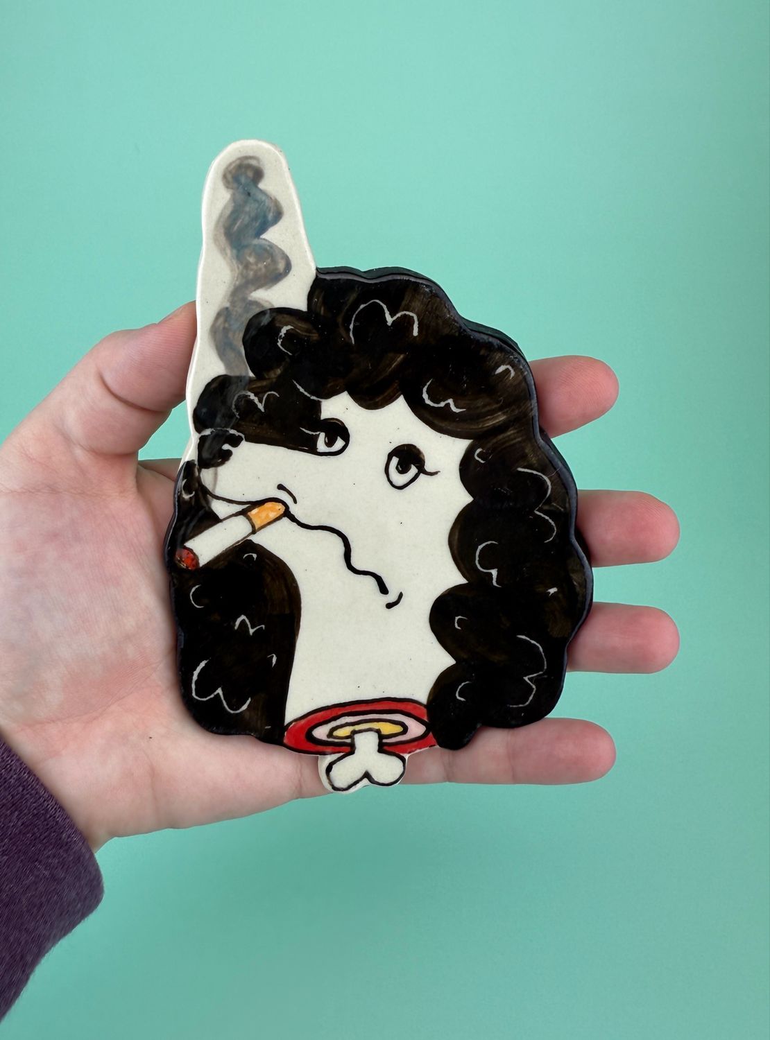 Smokin’ Poodle Tray/ Wall Piece - Black Cig