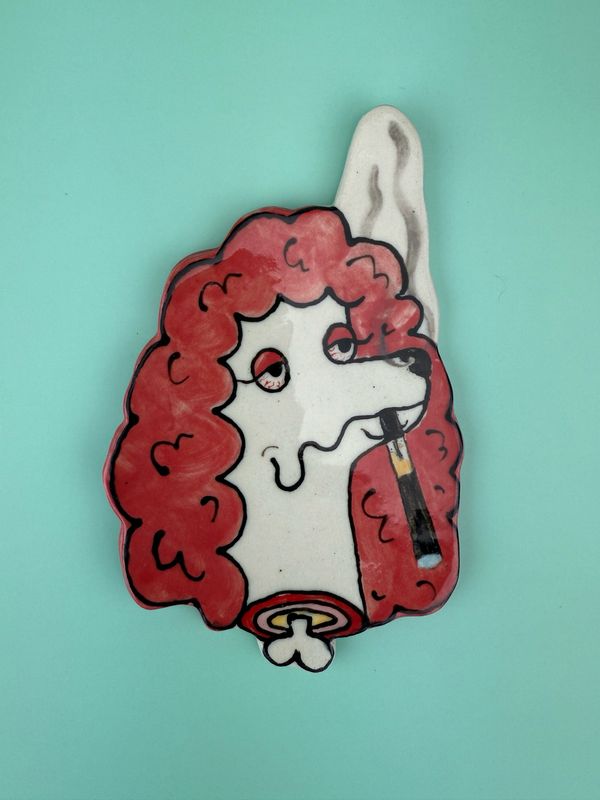 Smokin’ Poodle Tray/ Wall Piece - Pink Penjamin