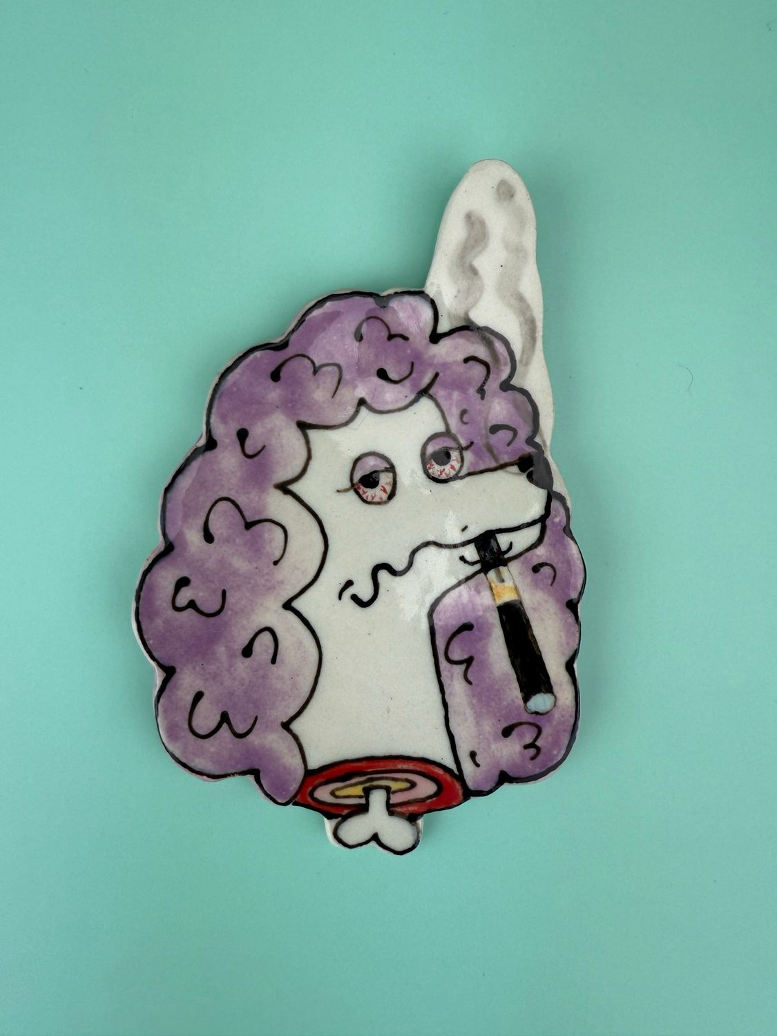 Smokin’ Poodle Tray/ Wall Piece - Purple Penjamin