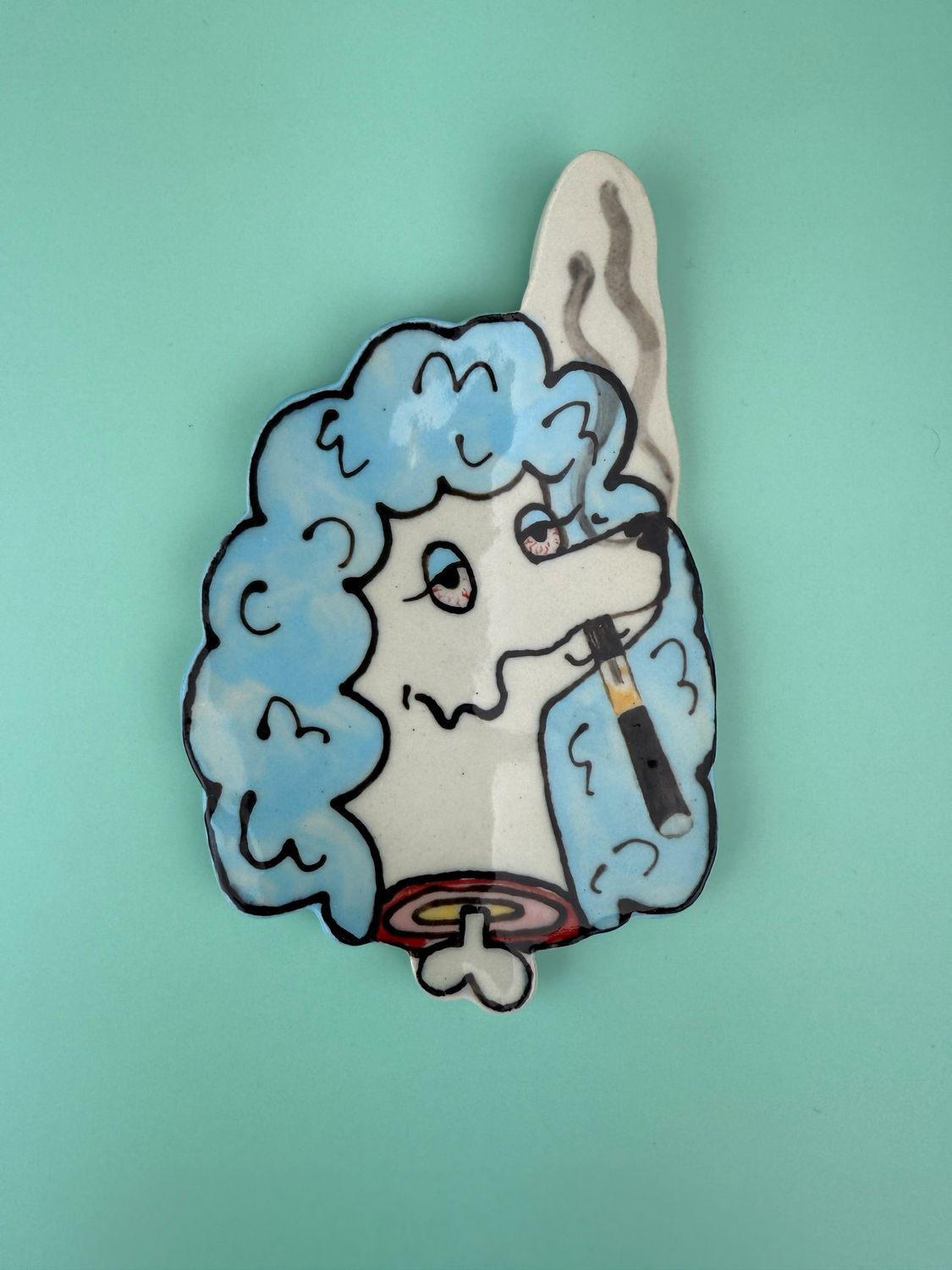Smokin’ Poodle Tray/ Wall Piece - Blue Penjamin