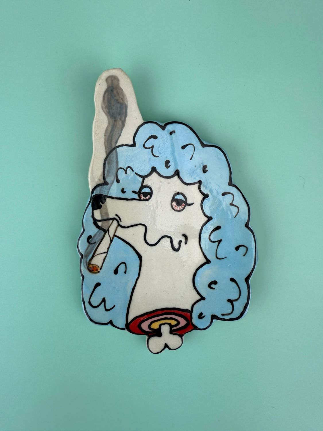 Smokin’ Poodle Tray/ Wall Piece - Blue Doobie