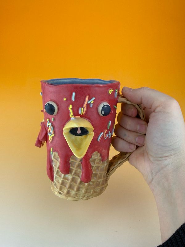 Red Bird Ice Cream Mug