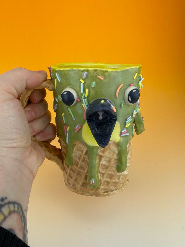 Green Bird Ice Cream Mug