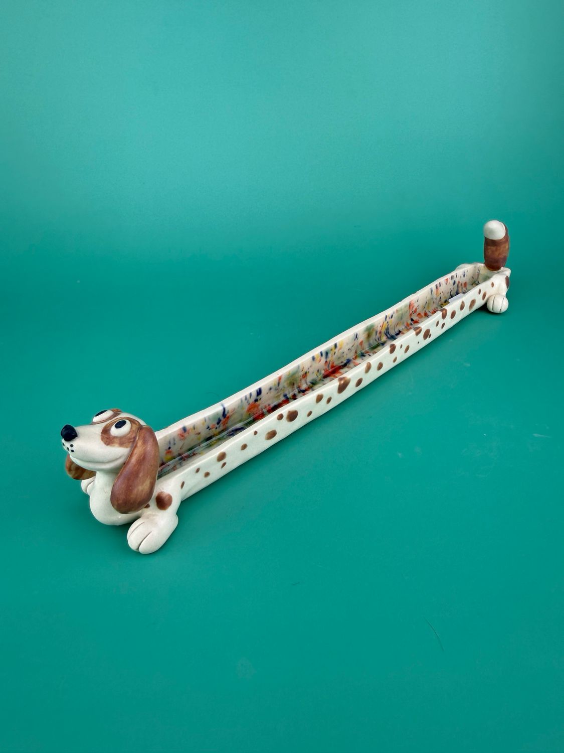 Long Dachshund Tray - Brown - Bushy Tail