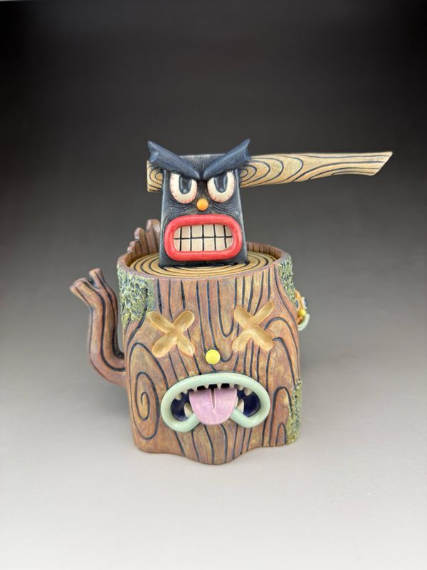 Axe Stump Jar With Morels