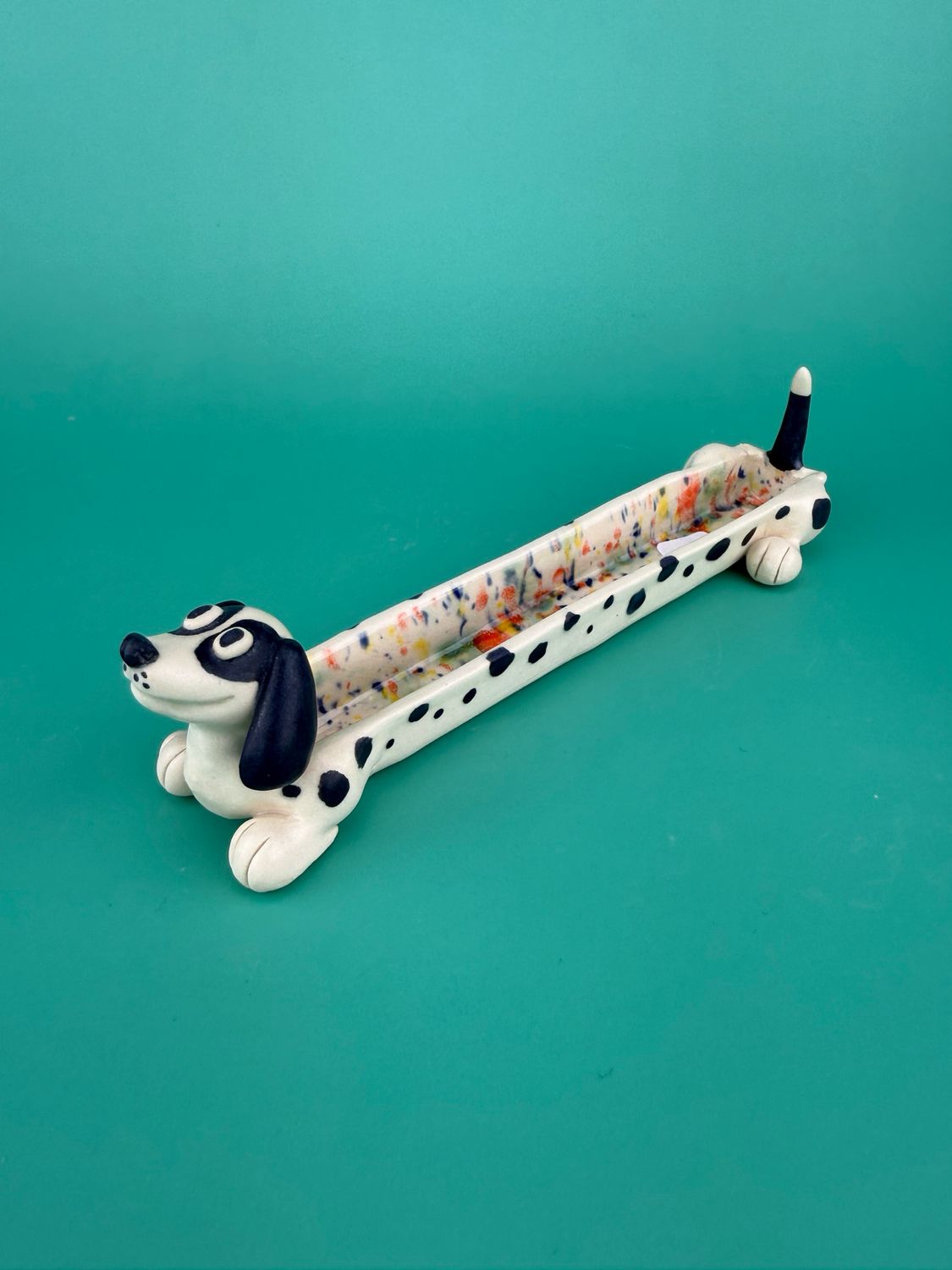 Short Dachshund Tray - Black - Smooth Tail
