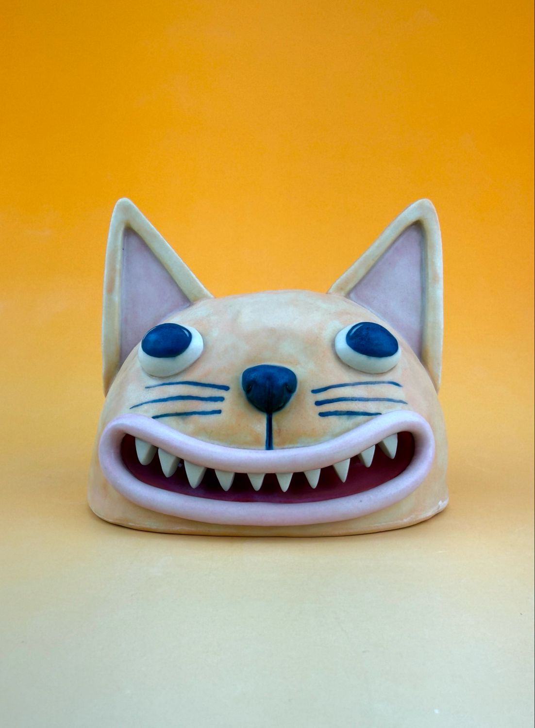 Cat Head Sculpture - Orange