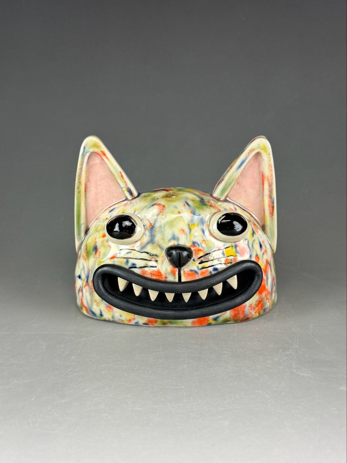 Cat Head Sculpture - Rainbow Speckled