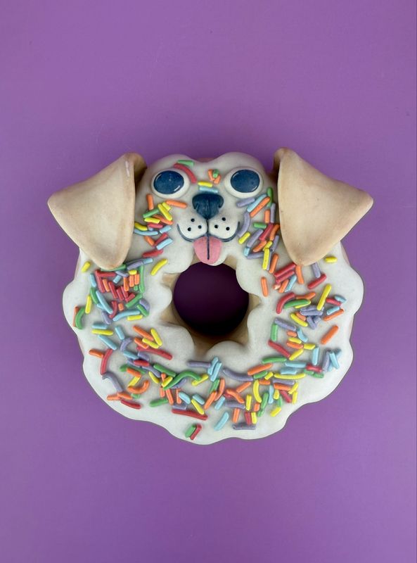 Donut Pet Wall Piece - White Dog