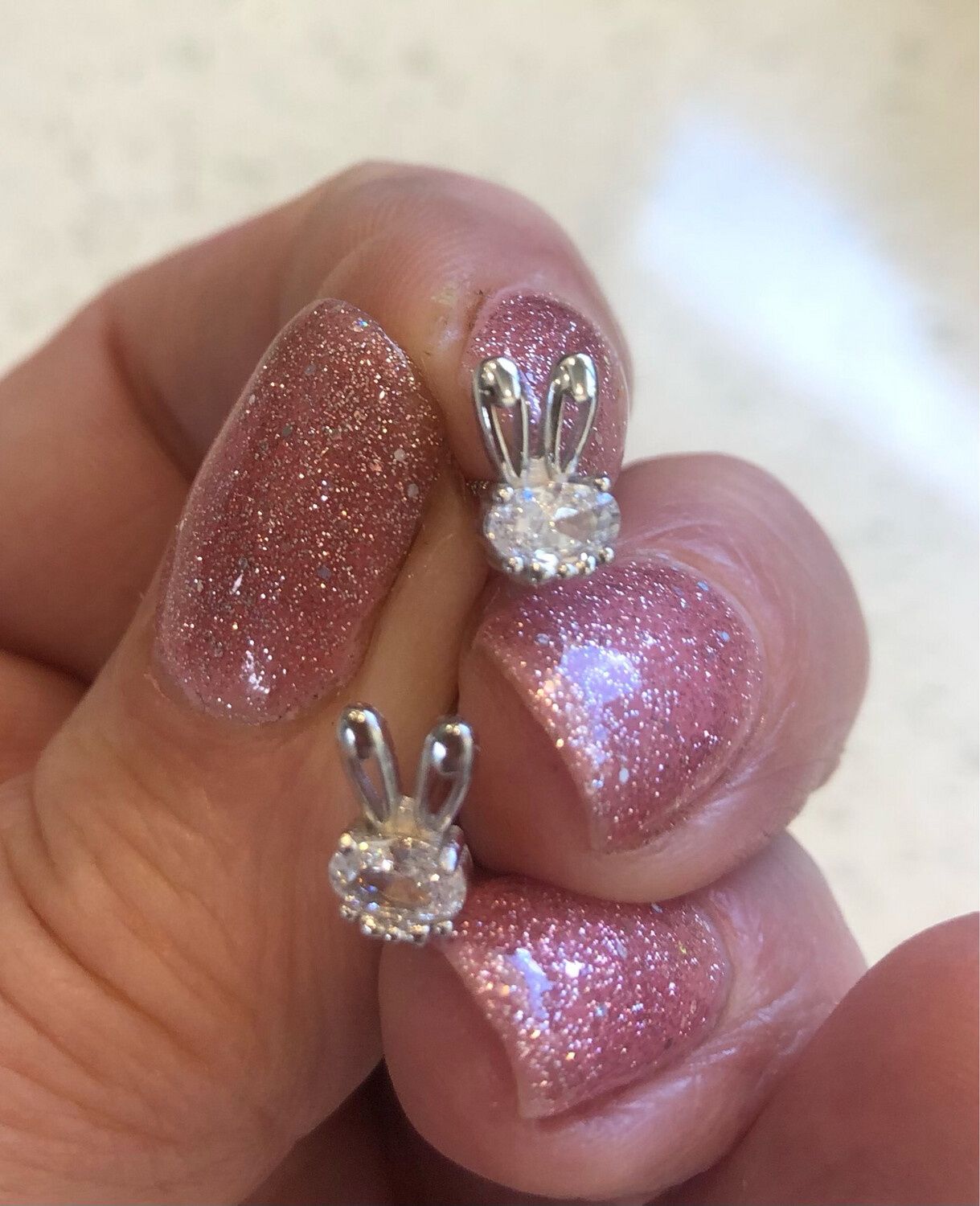 Silver Diamanté Bunny Earrings